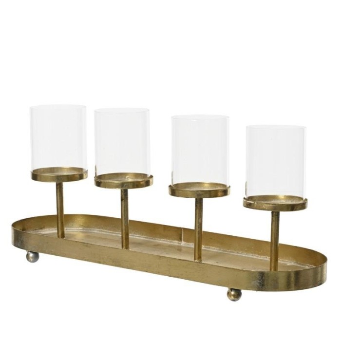PORTACANDELE 5 FUOCHI ORO L.48